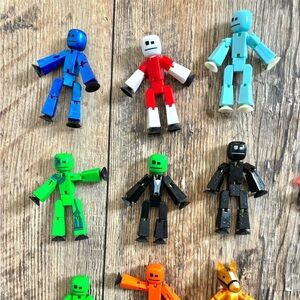 Stickbots Vibrant Action Figure Set with Blue, Red, and Green Characters